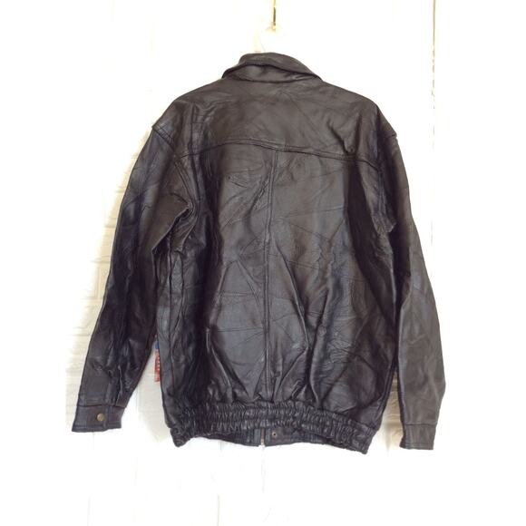 Vtg Closed 1987 Castaways Las Vegas Casino Patchwork Black Leather Coat Jacket L - Picture 7 of 8